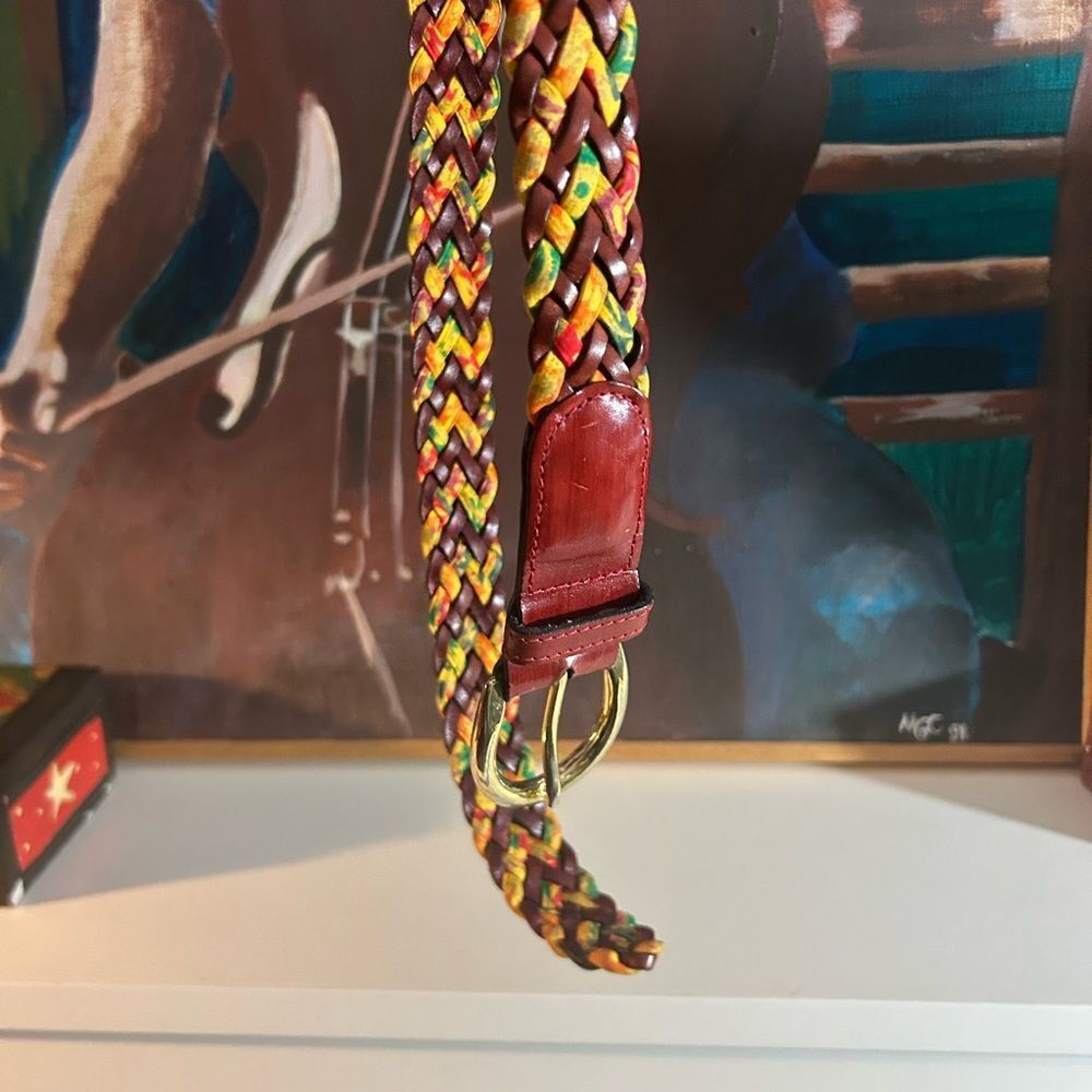 Escada Colorful Braided Belt with Gold Buckle Made in Italy 42 - Picture 10 of 15